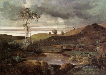  Corot Canvas - The Roman Campagna in Winter Jean Baptiste Camille Corot river